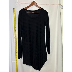 APT 9 Black Asymmetrical Hem Long Sleeve Tunic Top Women's Medium